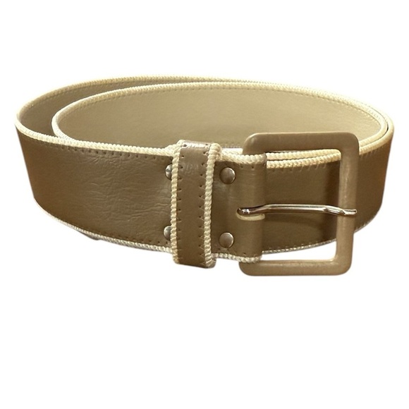 Petrina | Taupe Belt with White Trim - Picture 1 of 13
